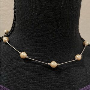 Elegant Sterling Silver 925 and Pearl 16” Necklace